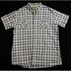 Ariat Rebar Shirt Mens 2XLT Blue Plaid Short Sleeve‎ Button Down Workwear